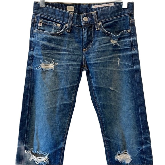 Sz24 Adriano Goldschmied AG Tomboy boyfriend fit Distressed Medium Wash in VGUC - Picture 3 of 16